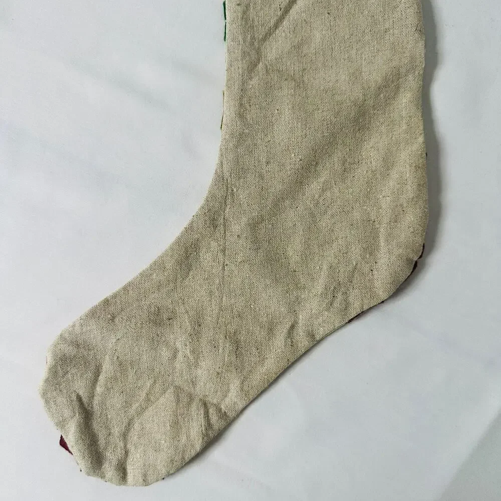 Primitive Farmhouse Christmas Striped Snowflake Sewn Skinny Holiday Stocking